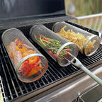 1PC BBQ Cage Rolling Stainless Steel Outdoor Grilling Basket Grill AliExpress