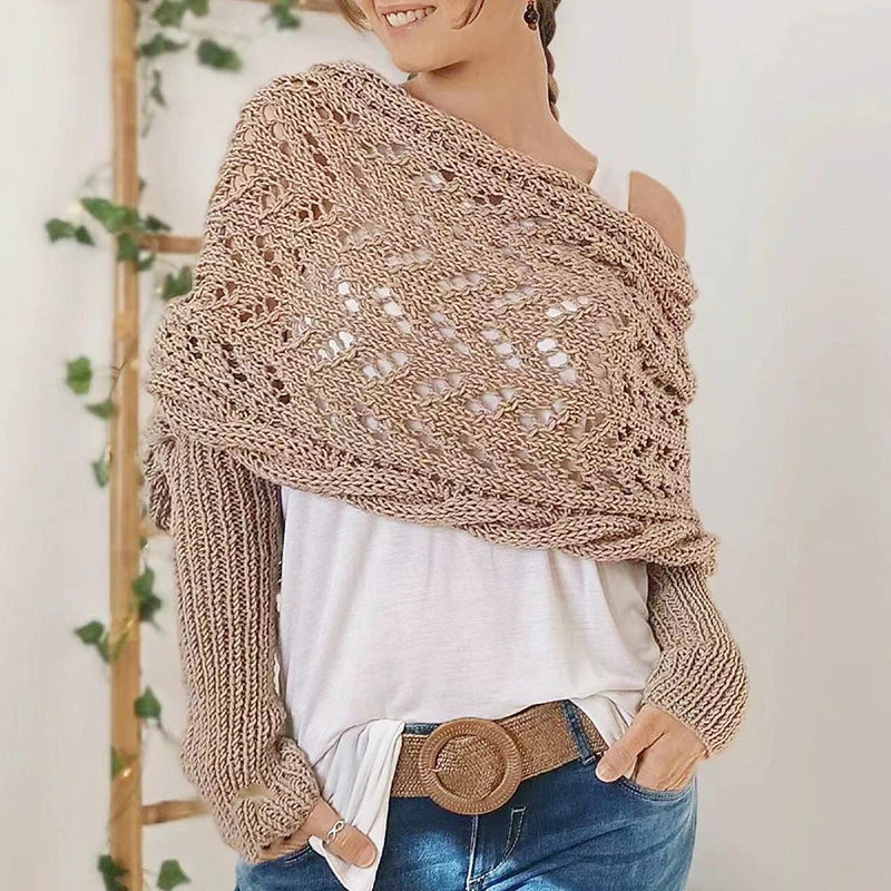 SnugStyle™ Knitted Shrug – Effortless Elegance