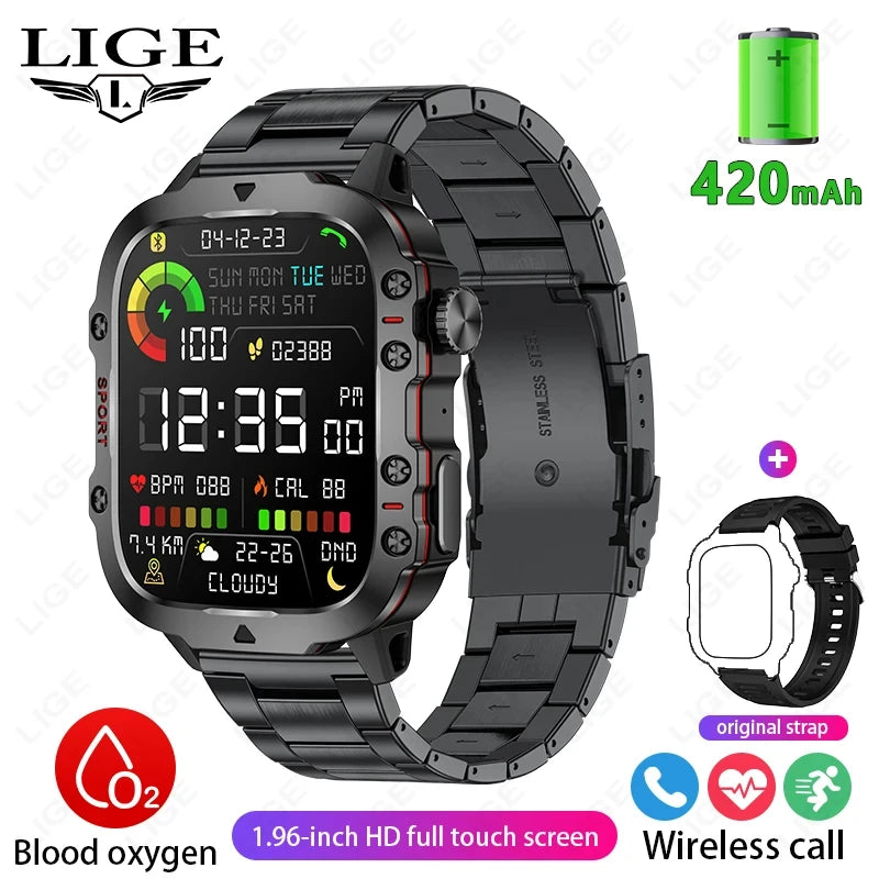 Smart Watch for Xiaomi Military GPS Tracker Men IP68 5ATM Outdoor Sports Fitness Tracker Health Monitor 1.96" BT Call Smartwatch LIGE SmartWatch Official Store