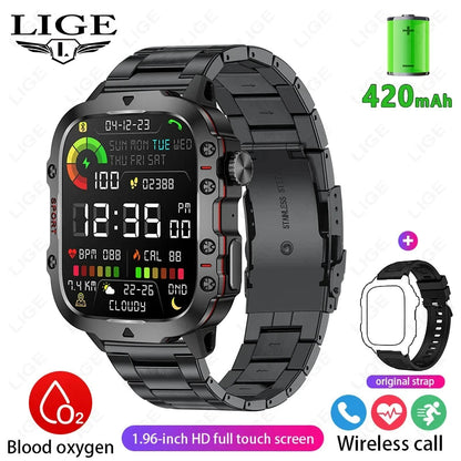 Smart Watch for Xiaomi Military GPS Tracker Men IP68 5ATM Outdoor Sports Fitness Tracker Health Monitor 1.96" BT Call Smartwatch LIGE SmartWatch Official Store