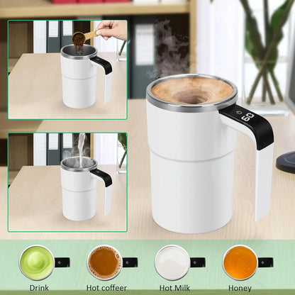 Automatic Self Stirring Magnetic Mug with LCD Screen Coffee Milk Juice Mixing Cup USB Rechargeable Smart Thermal Cups