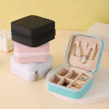 View details for Portable Jewelry Storage Box Travel Organizer Jewelry Case Leather 