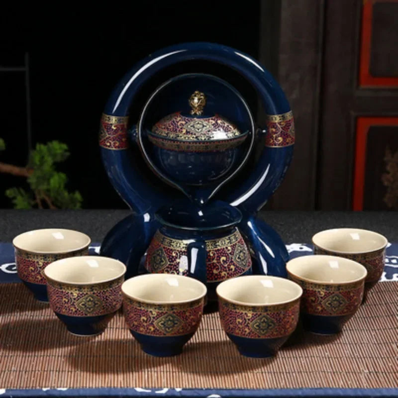 BloomBrew™ – Juego de té de cerámica giratorio para una elegancia sin esfuerzo 🍵