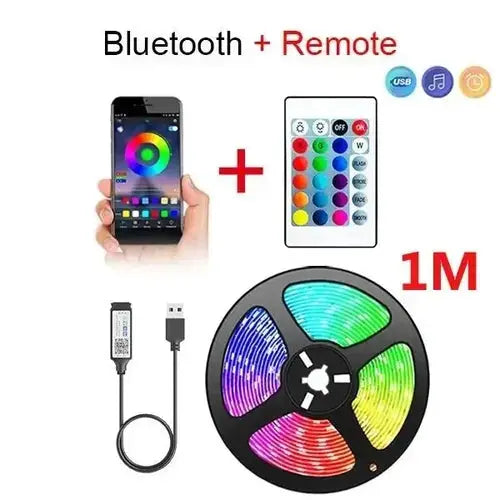 Tira de luces LED RGB 5050, control por aplicación Bluetooth, cinta LED USB de 5V