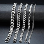 Hip Hop Width 3/5/7/9MM Cuban Link Stainless Steel Chains Necklace for