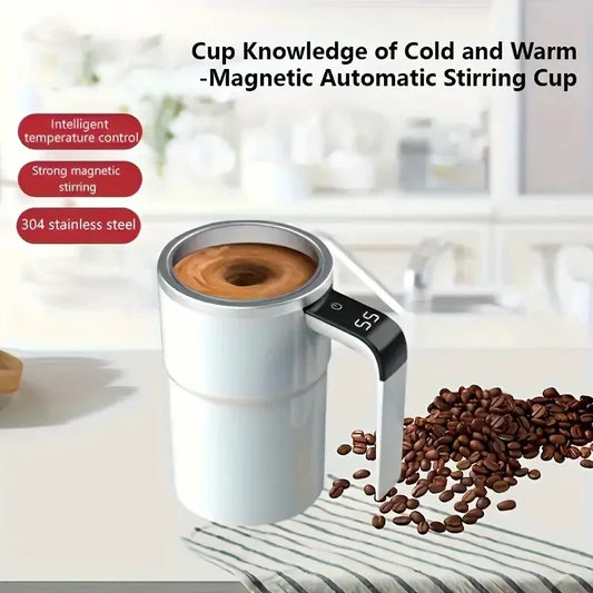 Taza mezcladora de café inteligente con pantalla LED | Carga USB | Función de mezcla magnética