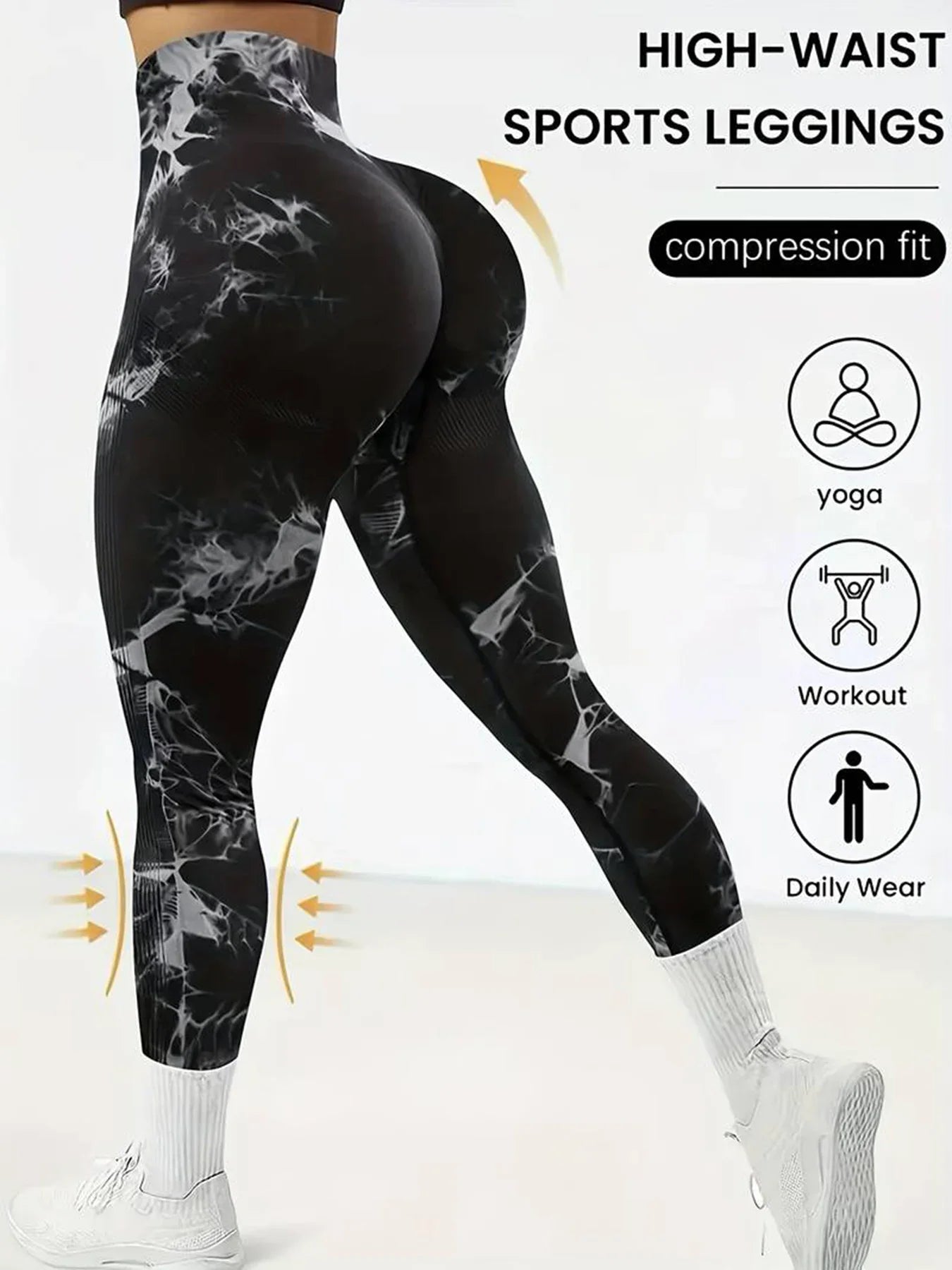 Leggings de gimnasio sin costuras para levantar la cadera, pantalones de yoga tie-dye, mallas de ejercicio para mujer, pantalones de entrenamiento de cintura alta con control de abdomen