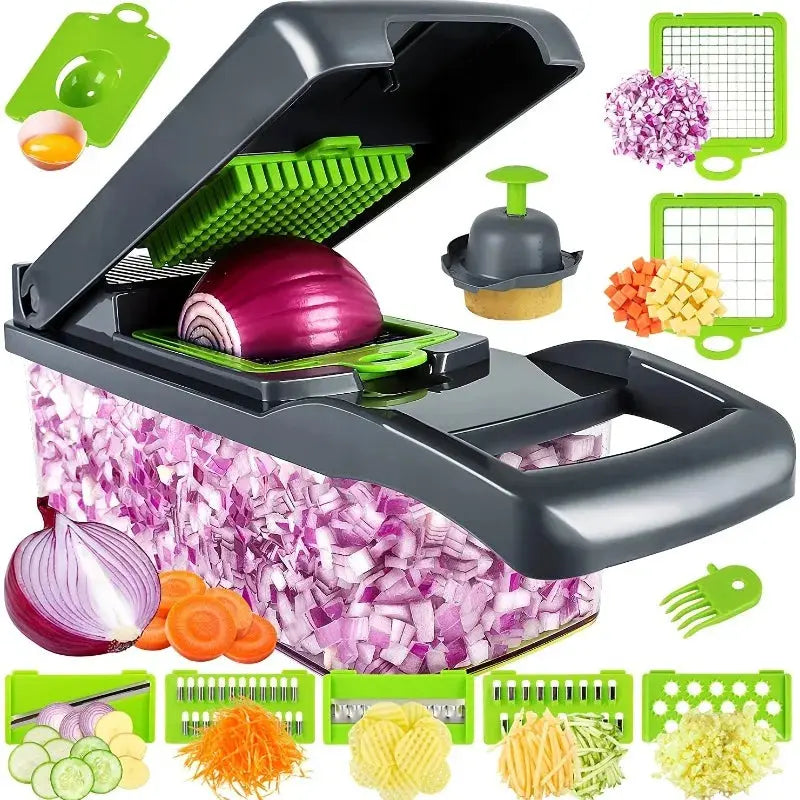 Multifunctional Vegetable Chopper 14/16 in One Chopper Handle Food Grate Chopper Kitchen Vegetable Slicer Dicing Machine Cutting YL Kitchens Store