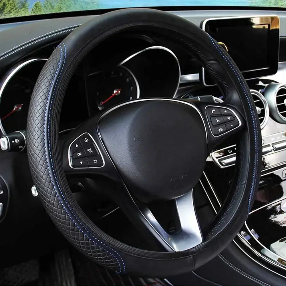 Anti-Slip Car Steering Wheel Cover - Embossed Leather Stone's Store