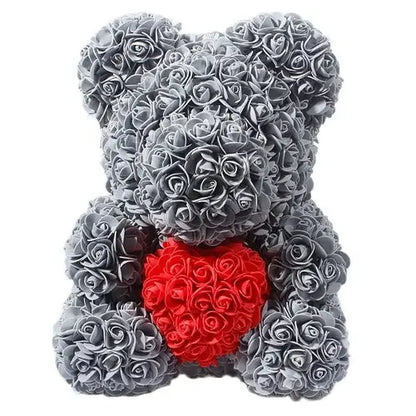 40/25cm Blue Rose Bear Heart Artificial Flower Rose Teddy Bear For