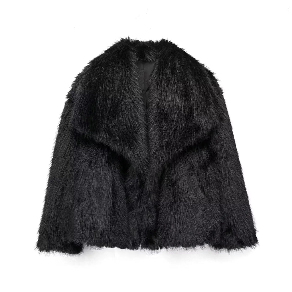 Women's Fashion Cropped Faux Fur Jacket Stone's Store