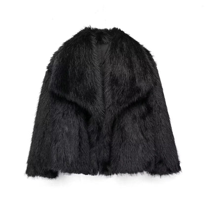 Women's Fashion Cropped Faux Fur Jacket Stone's Store