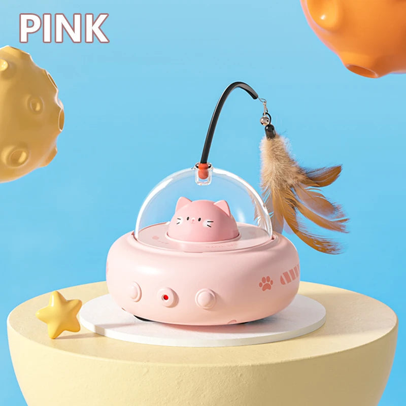 Smart UFO Cat Toy: Bell & Feather Fun Small Pet Store