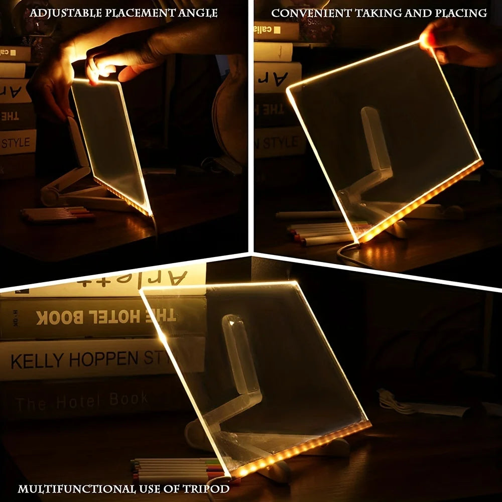 LED light up acrylic message board Erasable USB Children's Drawing AliExpress