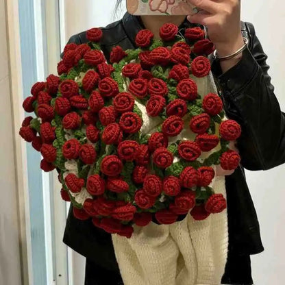 Baby Rose Bouquet Blanket Handmade Pack Crocheted Blanket Change Bouquet Creative Snap Quilt Swaddle Cover Fdinghui LuckyBabyFans Official Store