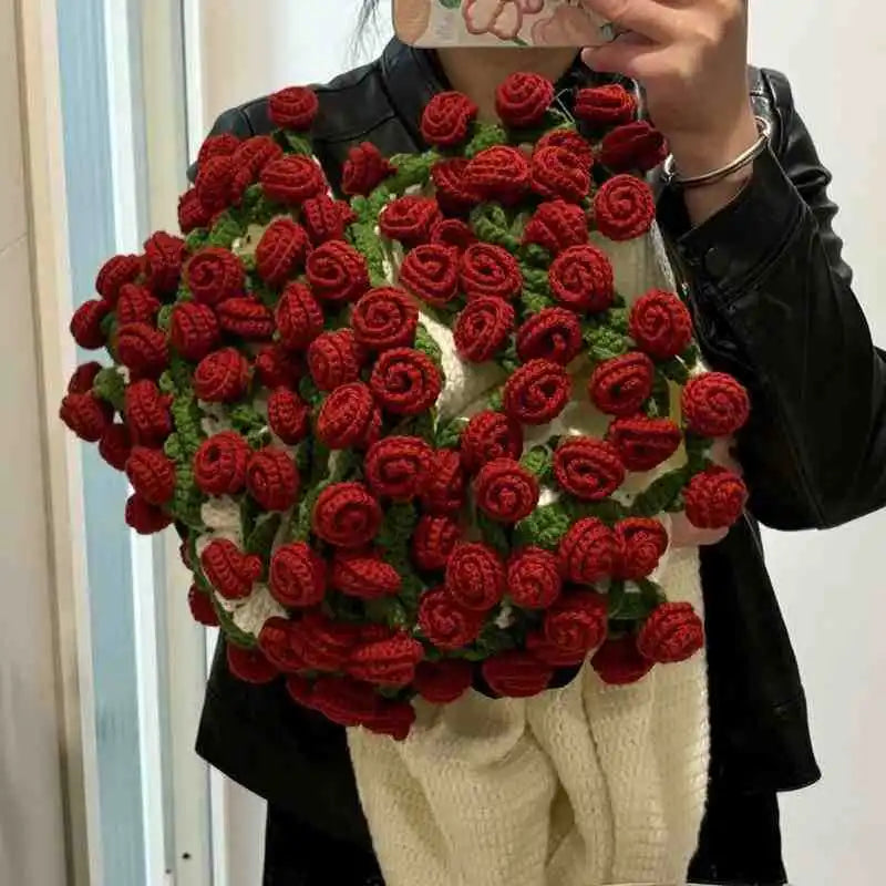 Baby Rose Bouquet Blanket Handmade Pack Crocheted Blanket Change Bouquet Creative Snap Quilt Swaddle Cover Fdinghui LuckyBabyFans Official Store