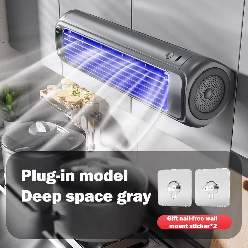 Ventilador de aire acondicionado montado en la pared Silencioso Recargable Cómodo Ventilador eléctrico de refrigeración para el hogar, la cocina, el baño, sin necesidad de taladrar