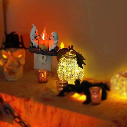 Cute Ghost Campfire Night Light Halloween Pumpkin Flickering Room AliExpress