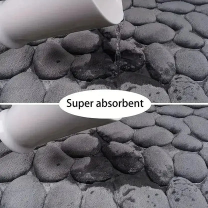 1 alfombra de terciopelo en relieve de espuma viscoelástica antideslizante para baño y sala de estar.