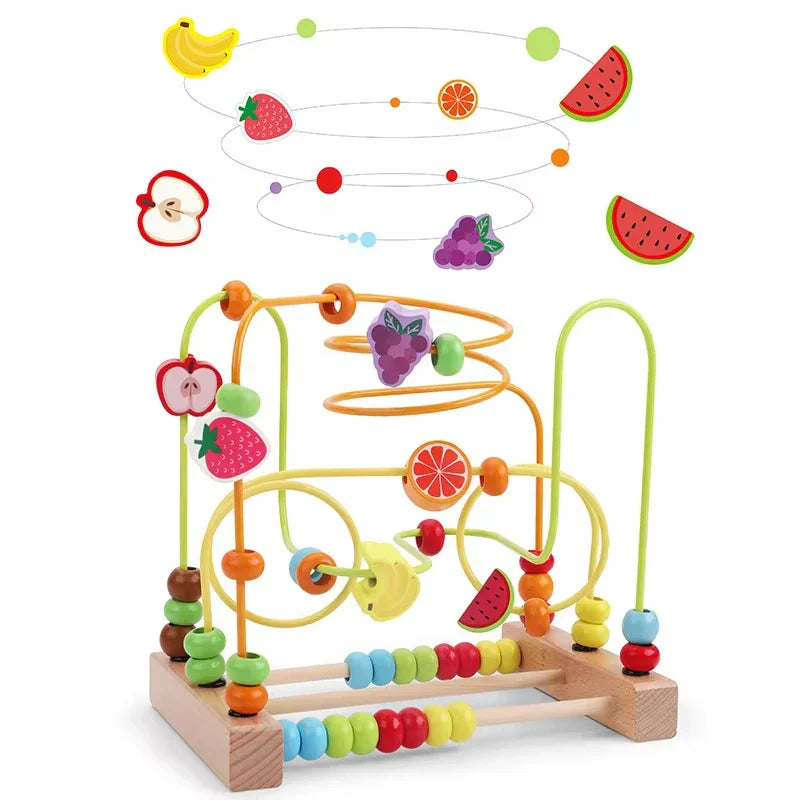 Montessori Wooden Roller Coaster Bead Maze for Toddlers Laime Store