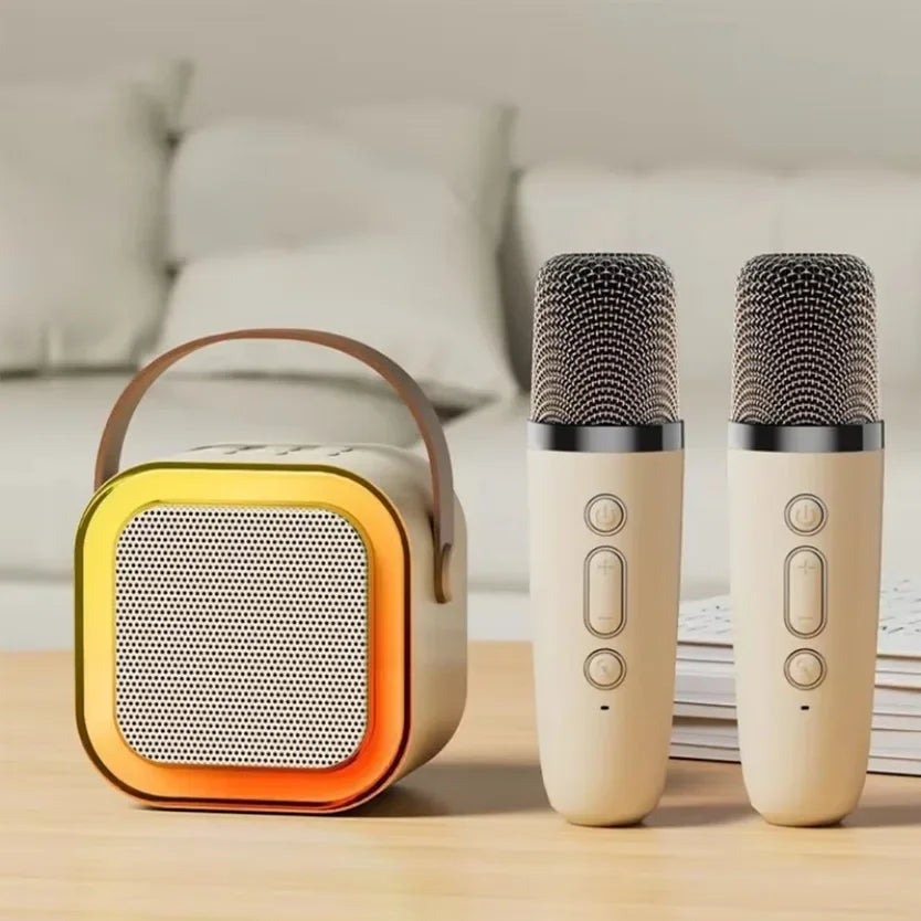 K12 Bluetooth Karaoke Machine Portable 5.3 PA Speaker System with 1-2 Wireless Microphones Home Family Singing Children's Gifts