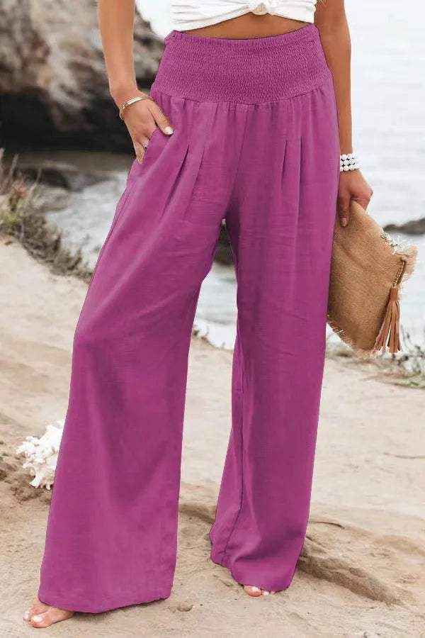 FlowEase™ Pantalones Palazzo Fruncidos 🌸✨ La Comodidad se Une a la Elegancia