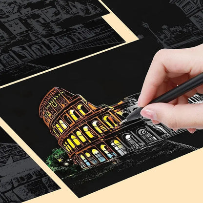 4Pcs Children DIY Night Scene Art Scratch Painting Toys City Building AliExpress