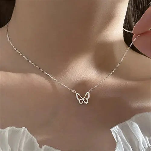 View details for New Shiny Butterfly Necklace Ladies Exquisite Double Layer Clavicle