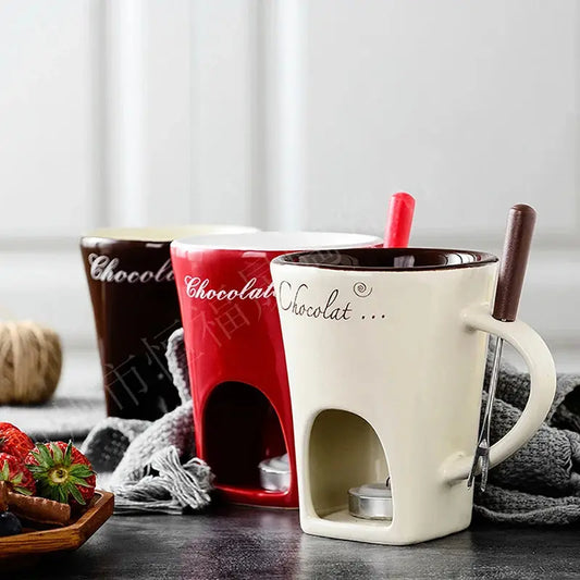 Fondue Pots Fondue Mug Set Personal Mini Chocolate Cheese Ice Cream Fondue Maker Kit Individual Butter Melter Cup Small Warmer Graffiti Store