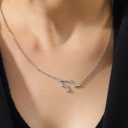 Lucktune Zircon Constellation Pendant Necklace Libra Virgo Zodiac Necklace for Women Stainless Steel Birthday Jewelry Gifts 2025 lucktune Official Store