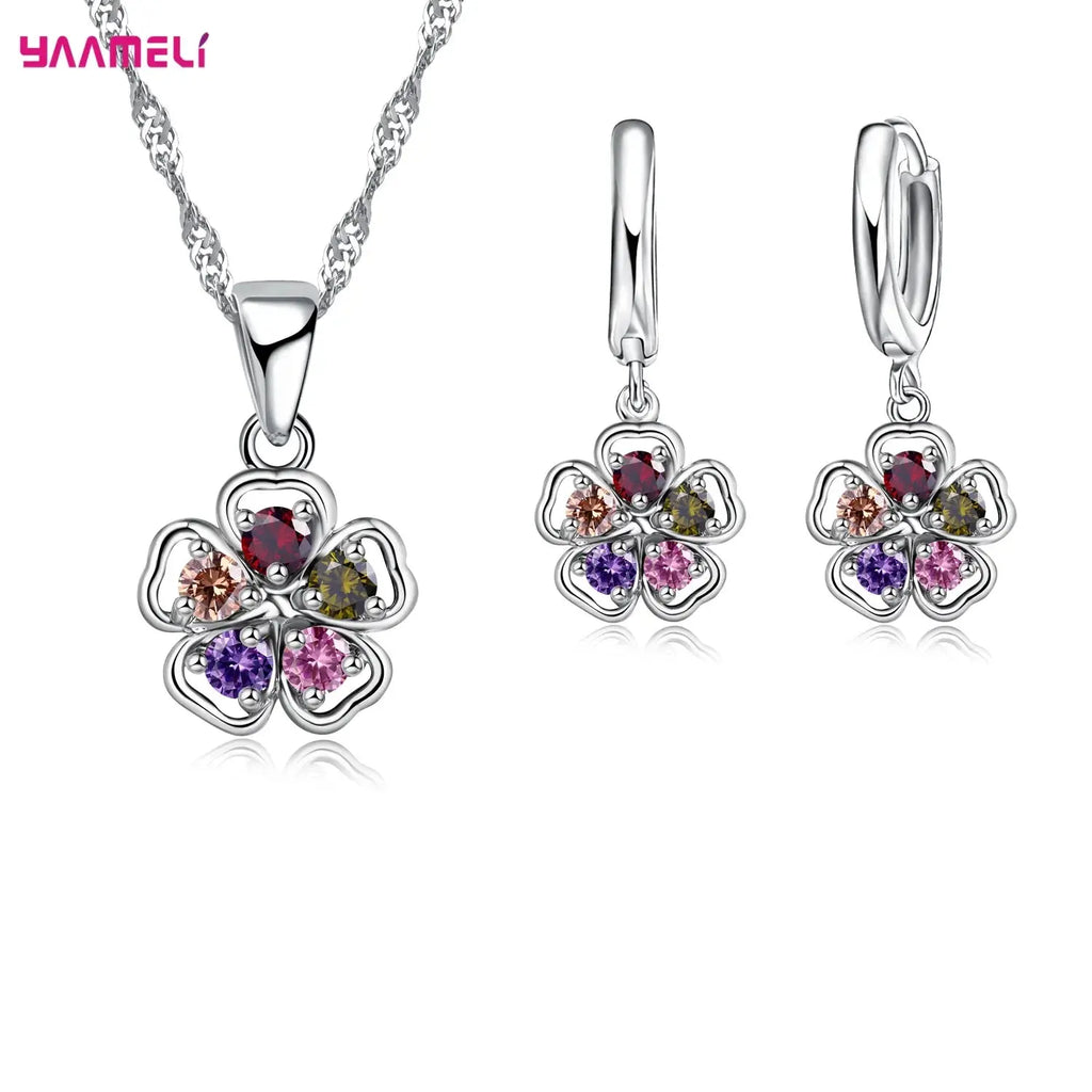 .925 Sterling Silver 1/4 Cttw Miracle Set Diamond Floral Cluster 18" Pendant Necklace for Women (I-J Color, I1-I2 Clarity)