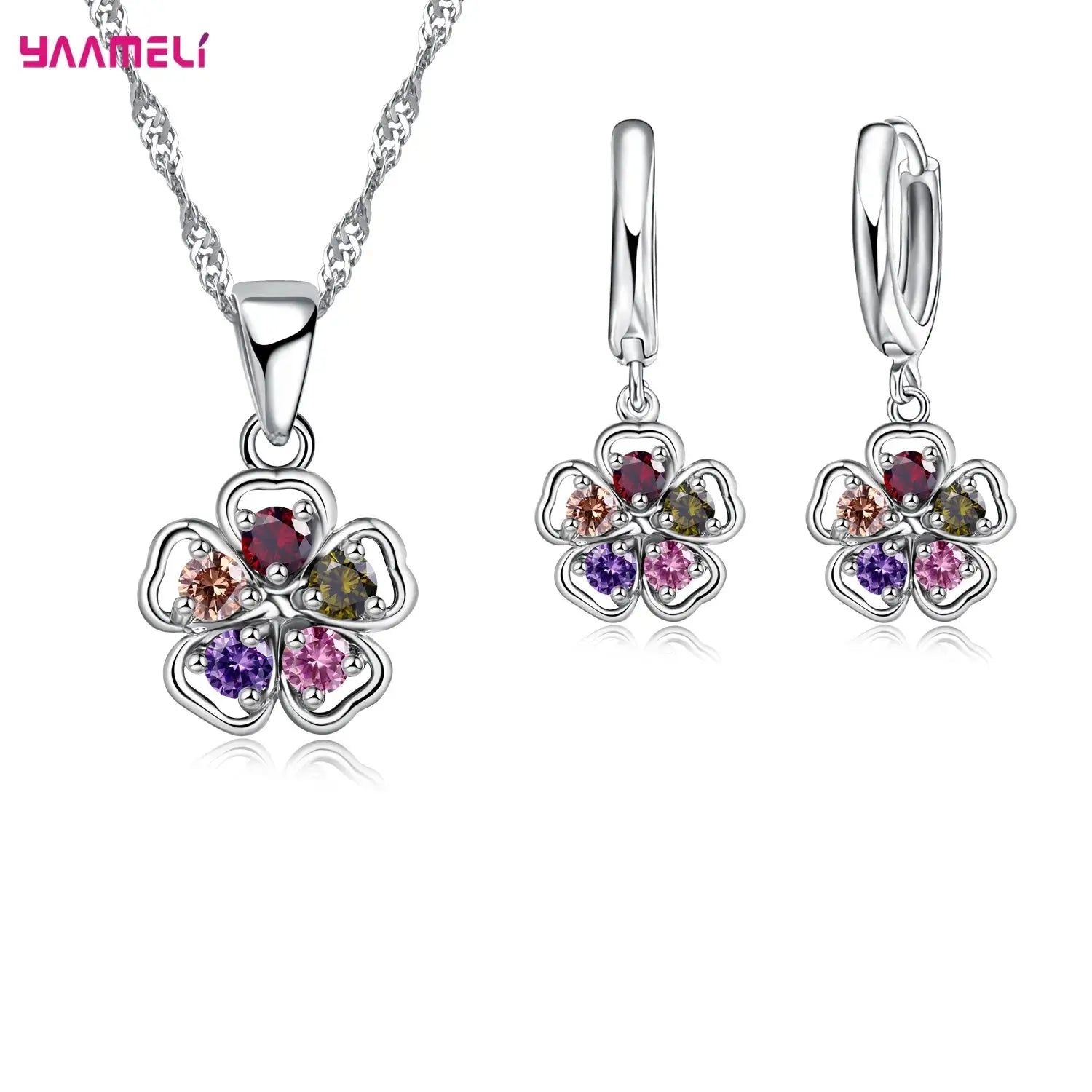 .925 Sterling Silver 1/4 Cttw Miracle Set Diamond Floral Cluster 18" Pendant Necklace for Women (I-J Color, I1-I2 Clarity)