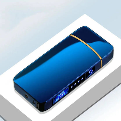 Hot Electric Windproof Metal Lighter Double Arc Flameless Plasma Rechargeable USB Lighter LED Power Display Touch Sensor Lighter Firefirefire Store