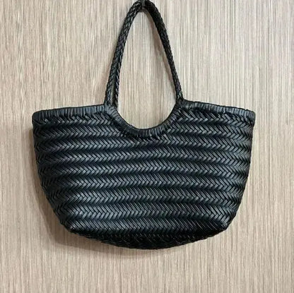 PU Leather Hand-woven Handbag 2 in 1 Single-shoulder Messenger Chocolate Chronos