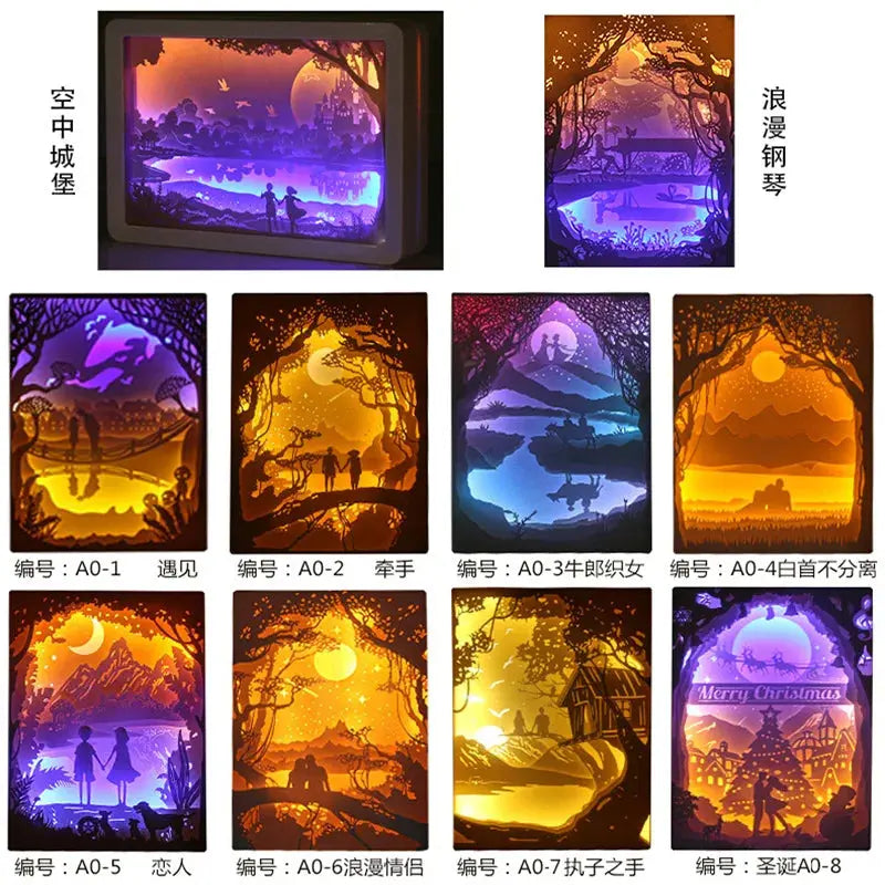 Howl's Moving Castle Anime Paper-Cut Light Decor - 3D Shadow Box Lamp