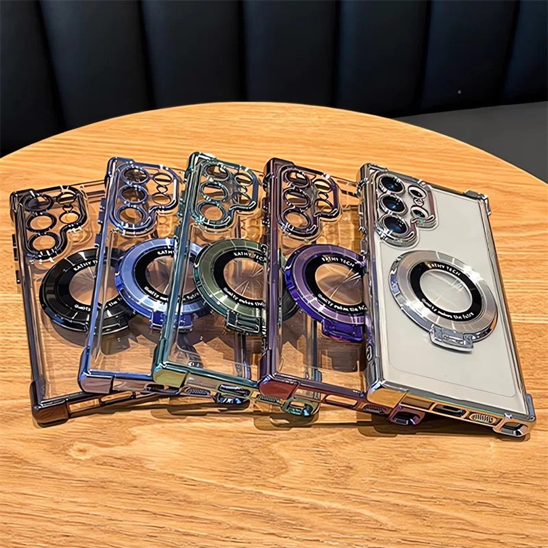 Luxury Clear Shockproof Magnetic Case for Samsung Galaxy S25 S24 Ultra S23 S22 with Lens Cover - Black, Blue, Purple, Clear. BESD Phone Case Store