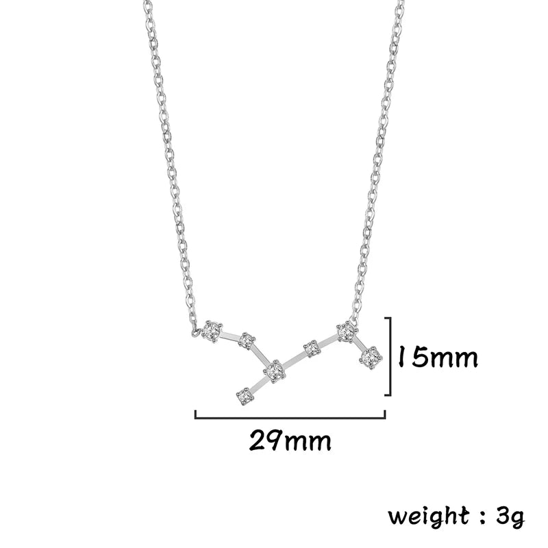 Lucktune Zircon Constellation Pendant Necklace Libra Virgo Zodiac Necklace for Women Stainless Steel Birthday Jewelry Gifts 2025 lucktune Official Store