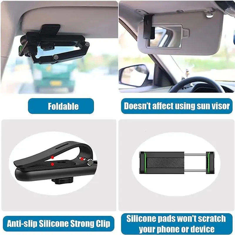 DriveView™ Visor Mount 🚗📱 — 360° Hands-Free Phone Access