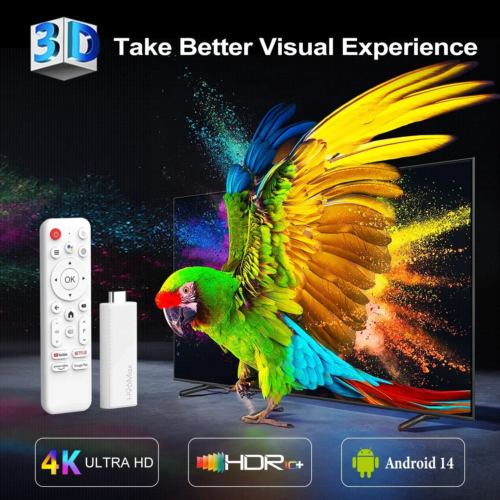 2024 New H96 MAX H313 Mini TV Stick Android 14 Smart TV Box Android14 2GB 16GB 8GB Wifi6 BT 4K HD Google Voice Media Player Tech Deals Store
