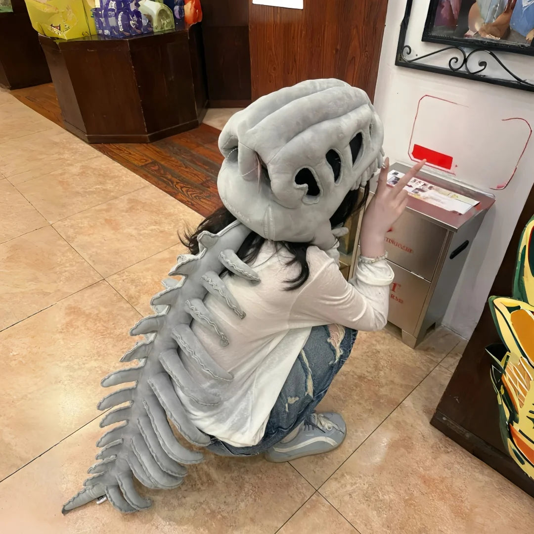 Hot Sale Wearable Dinosaur Skeleton Plush Toys Soft Stuffed Big Size Lifelike Skull Spine Model Toys Super Cool Kids Decor