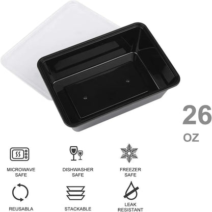 26 OZ Stackable  Meal Prep Containers, Microwavable Reusable