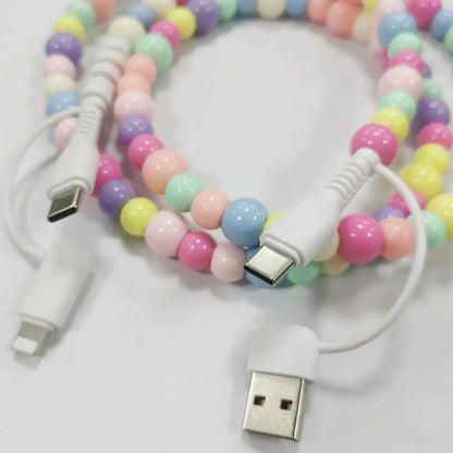 4-in-1 Beaded Charging Cable – 66W Fast Charge for All Devices!