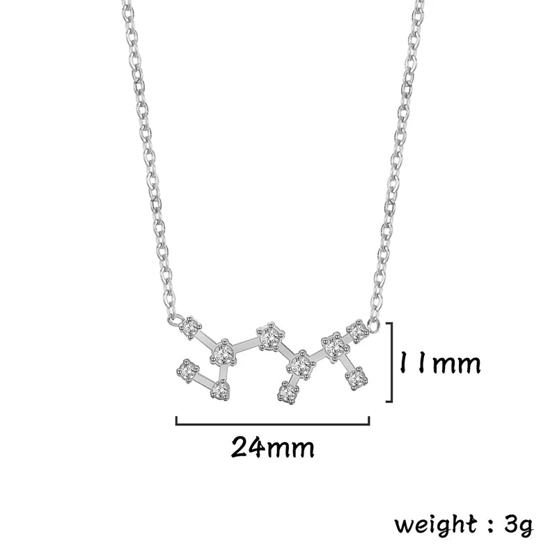 Lucktune Zircon Constellation Pendant Necklace Libra Virgo Zodiac Necklace for Women Stainless Steel Birthday Jewelry Gifts 2025 lucktune Official Store