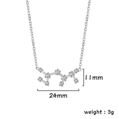 Lucktune Zircon Constellation Pendant Necklace Libra Virgo Zodiac Necklace for Women Stainless Steel Birthday Jewelry Gifts 2025 lucktune Official Store