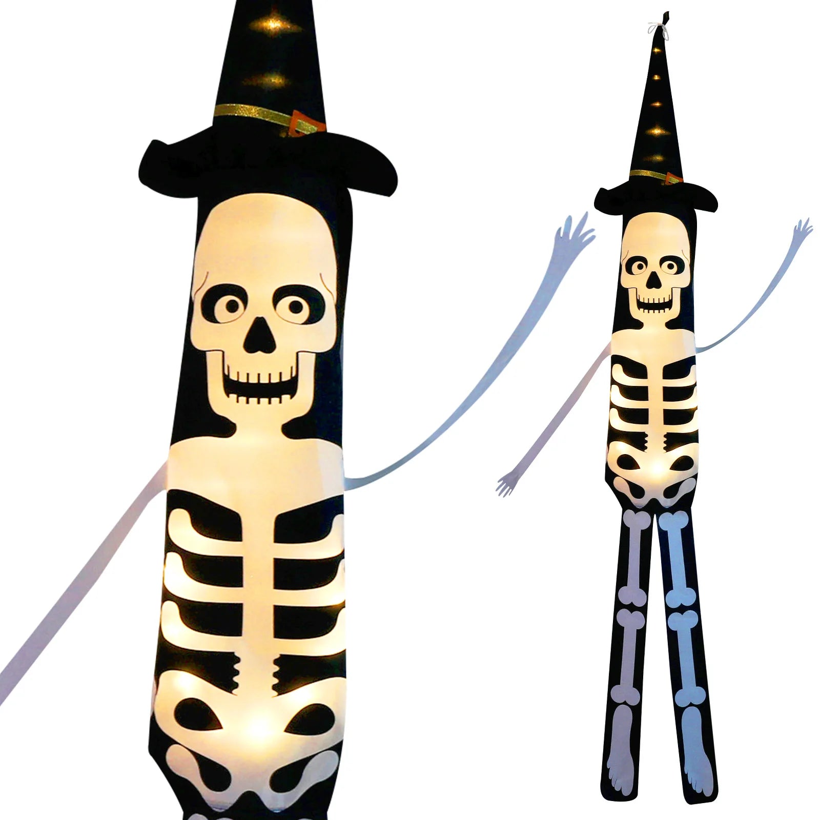 Halloween Hanging Decoration Witch Hats LED Black Light up Witch Hats for Indoor Outdoor Yard Garden Porch Halloween Decorations