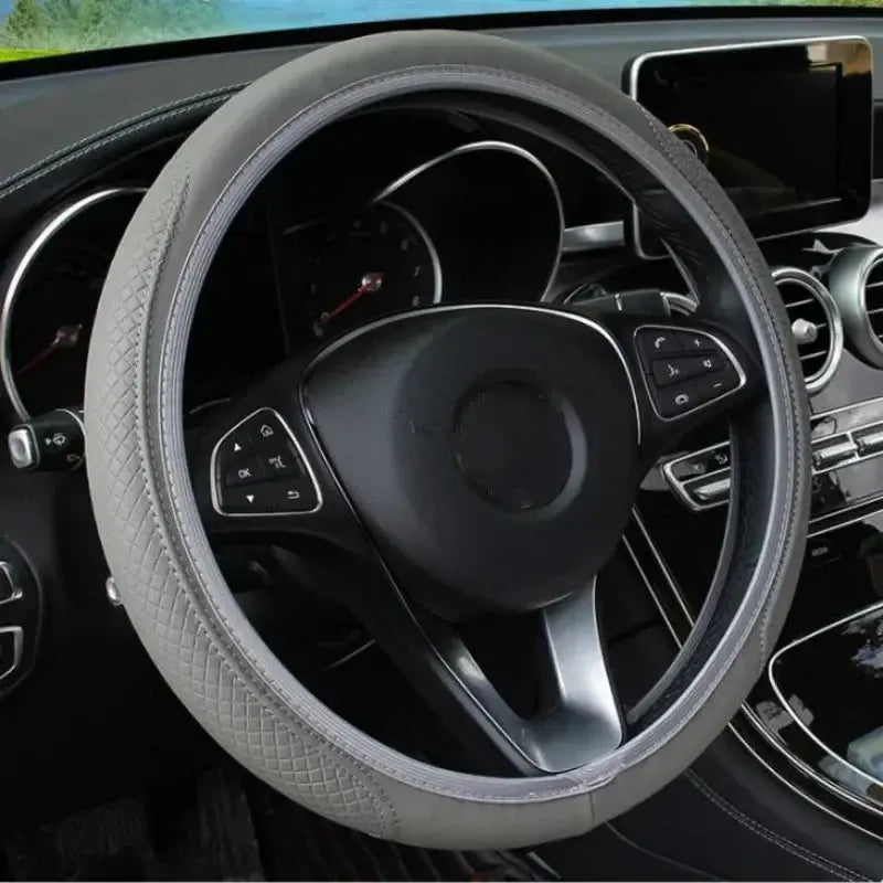 Anti-Slip Car Steering Wheel Cover - Embossed Leather Stone's Store