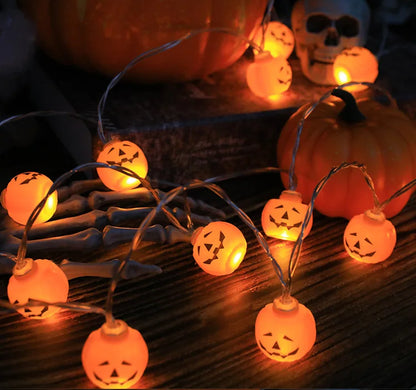 2025 Halloween Decoration Led Light String Pumpkin Skull Eyeball Shaped Lamp String  Trick Or Treat Lantern Horror Halloween Day