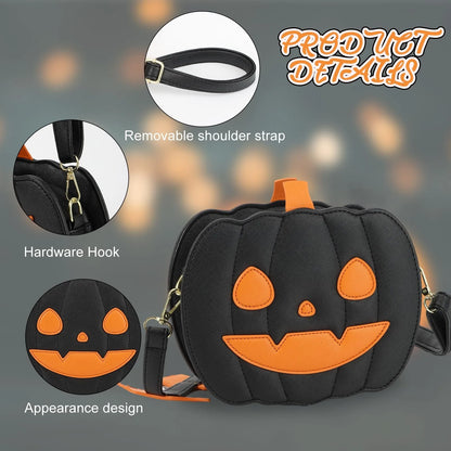 Halloween Pumpkin Shoulder Bag Women Novelty Purse PU Leather Female Daily handbag Halloween Creative Candy Bags for Kids