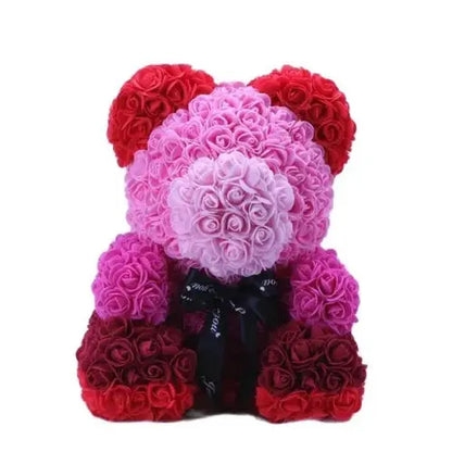 40/25cm Blue Rose Bear Heart Artificial Flower Rose Teddy Bear For