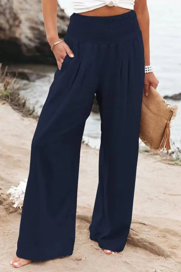 FlowEase™ Pantalones Palazzo Fruncidos 🌸✨ La Comodidad se Une a la Elegancia